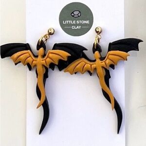 Handmade by little Stone clay Dragon Earrings